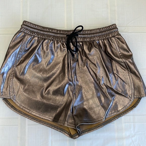 by the way. Pants - BY THE WAY Faux Leather Shorts | Small | Metallic
